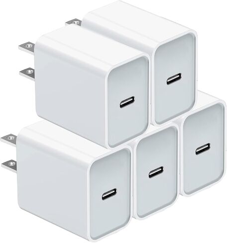 [5 عبوات] شاحن USB-C، كتلة شحن سريعة من النوع C بقدرة 20 وات متوافقة مع iPhone15/15 Pro/15 Pro Max /15 Plus /14/13/12/iPad Pro/Air/Mini in Saudi Arabia