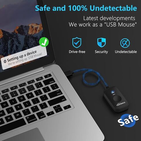 Mouse Jiggler Undetectable,USB Mouse Mover,Gaming Automatic Continuous and Assistive Click Device, Plug & Play,Simulate Mouse Pointer Movement to Keep Computer Laptop Active in Saudi Arabia