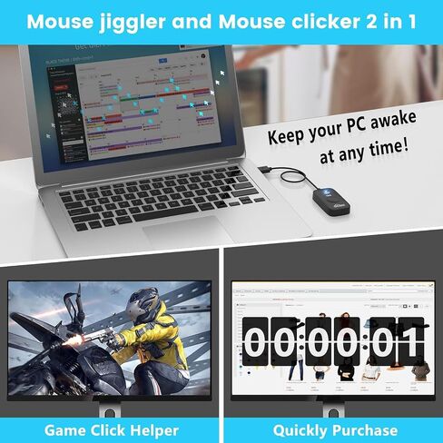 Mouse Jiggler Undetectable,USB Mouse Mover,Gaming Automatic Continuous and Assistive Click Device, Plug & Play,Simulate Mouse Pointer Movement to Keep Computer Laptop Active in Saudi Arabia