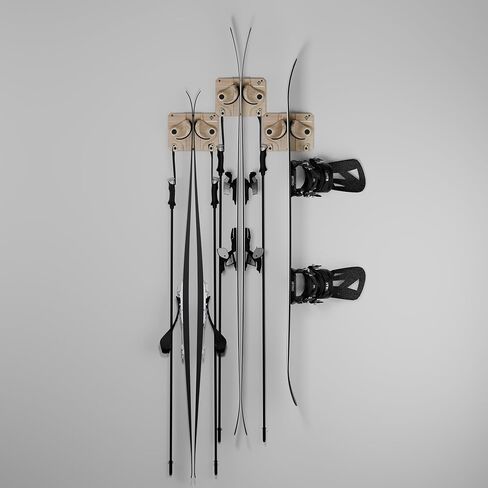Gravity Grabber - Ultimate Wall Storage Rack for Skis and Snowboards | Damage-Free Storage | Fits Any Ski or Snowboard | (Light Wood, 3) in Saudi Arabia