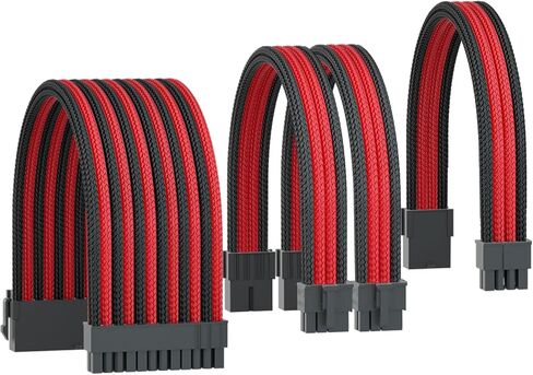 كابل تمديد كابل PSU 18AWG ATX 24Pin/EPS 8 Pin/2xPCI-E 8Pin مع أمشاط كابل (أسود/أخضر) in Saudi Arabia