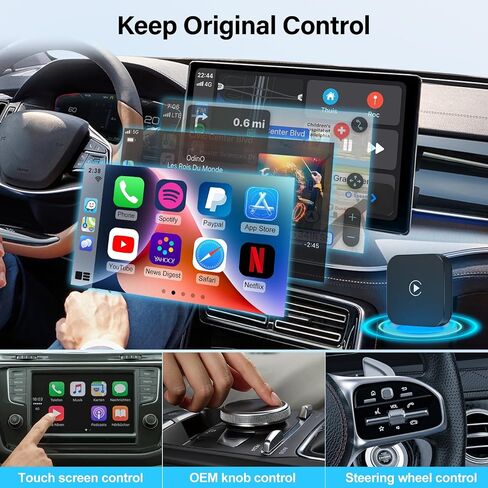 محول CarPlay اللاسلكي لـ CarPlay السلكي في المصنع - سلكي إلى Carplay Dongle التوصيل والتشغيل التلقائي - محول Bluetooth Carplay مع منفذ USB من النوع C in Saudi Arabia
