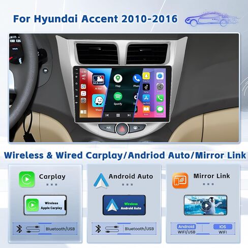 [2+64G] Ohradio Android 13 Car Stereo for Hyundai Accent 2010-2016, Wireless CarPlay Radio Android Auto, 9'' Touch Screen Car Radio GPS Navigation Mirror Link WiFi BT DSP in Saudi Arabia
