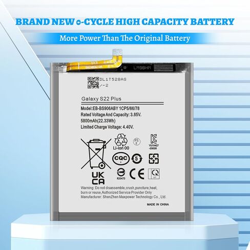 Galaxy S22 Plus Battery, (2024 New Upgraded) High Capacity 5800mAh EB-BS906ABY Li-Polymer Battery for Galaxy S22 Plus 5G SM-S906B SM-S906U SM-S906N SM-S906E SM-S906W with Repair Tool Kits in Kuwait