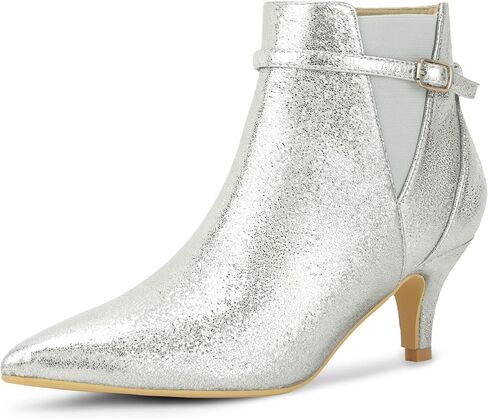 Allegra K Women's Pointed Toe Chelsea Kitten Heels Ankle Boots in Saudi Arabia
