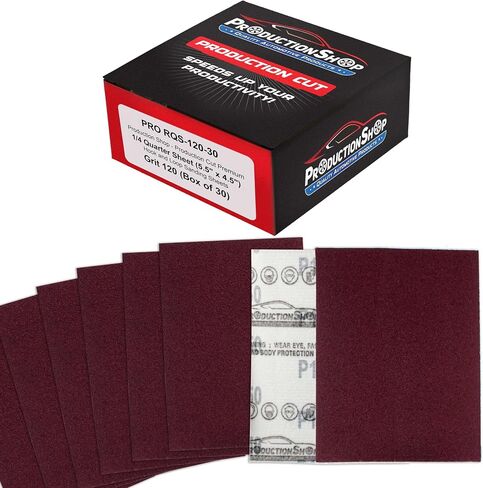 Premium Red 120 Grit 1/4 Sheet Size Red Sanding Sheets, Box of 30 - Hook & Loop Backing Sandpaper, Medium-Cut Abrasive - Fits Palm Sanders, Hand Sanding Blocks - Woodworking, Auto Paint in Saudi Arabia