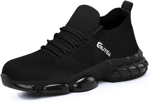 GLANOUDUN Steel Toe Shoes for Men Black Steel Toe Sneakers Lightweight Men's Work Shoes Durable Air Cushion Safety Shoes Puncture Resistant Steel Toe Tennis Shoes Indestructible Construction Footwear in Saudi Arabia
