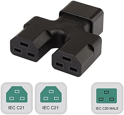 C14 to C15+5-15R AC Power Adapter, 2500W, CE/ROHS compliant, Male to Female in Saudi Arabia