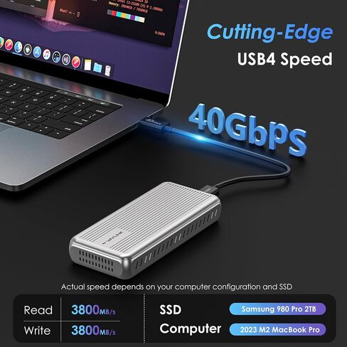 WAVLINK Aluminum NVMe Enclosure, USB Type-C 10Gbps to NVMe M.2 SSD Enclosure, NVMe PCI-E M.2 SSD Case Support UASP for NVMe SSD Size 2230/2242/2260/2280 (up to 2TB) with Type-C OTG Converter in Saudi Arabia