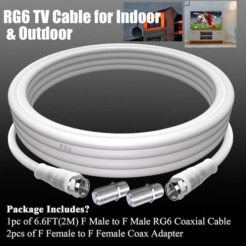 RG6 F Type TV Aerial Cable, F Male to F Male High-Speed RG6 Coaxial Cable F Type Female Gender Changers Connector 75 Ohm, for Cable Box, TV, Satellite, Digital Router 16.4FT(5M) in Saudi Arabia