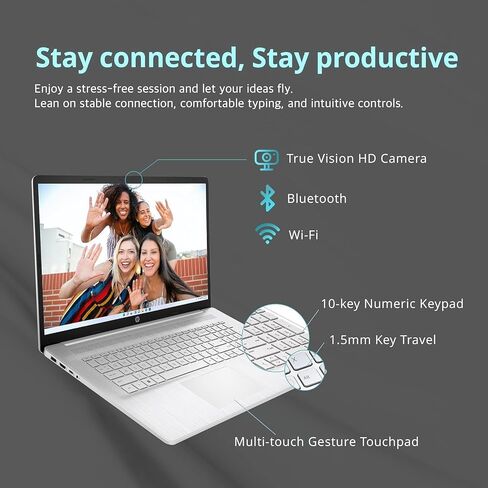 أحدث كمبيوتر محمول HP 17 Business، شاشة 17.3 بوصة، Intel 4 Core i3-1125G4 (Beat i5-10210U)، ذاكرة الوصول العشوائي 16 جيجابايت، 512 جيجابايت SSD، Intel UHD Graphics، WiFi، Bluetooth، USB A&C، Windows 11 Home في وضع S، مع حامل كمبيوتر محمول in Saudi Arabia