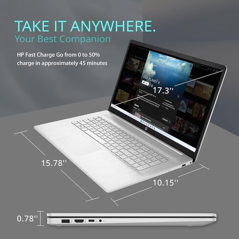 أحدث كمبيوتر محمول HP 17 Business، شاشة 17.3 بوصة، Intel 4 Core i3-1125G4 (Beat i5-10210U)، ذاكرة الوصول العشوائي 16 جيجابايت، 512 جيجابايت SSD، Intel UHD Graphics، WiFi، Bluetooth، USB A&C، Windows 11 Home في وضع S، مع حامل كمبيوتر محمول in Saudi Arabia