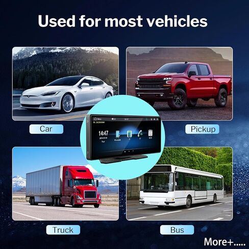 شاشة لمس Carplay لاسلكية للسيارة - 10.26 بوصة محمولة من Apple Carplay&Android Auto Car Stere، تشغيل السيارة مع كاميرا احتياطية، مستقبل الصوت، نظام تحديد المواقع العالمي للملاحة، التحكم الصوتي، رابط المرآة، بلوتوث لجميع السيارات in Saudi Arabia