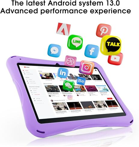 SGIN 10 Inch Tablet for Kids, Android 13 Kids Tablet with Kids Case, 4GB RAM 64GB ROM, 5000mAh, 1280 * 800 Display, WiFi, Dual Camera, Kidoz Pre Installed, Parental Control in Kuwait