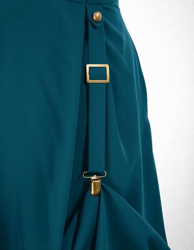 Gothic Skirt for Women Steampunk Pirate A-Line Skirts with Pockets Green S in Saudi Arabia