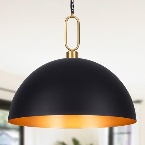 17.7'' Farmhouse Vintage Pendant Lighting Black and Gold Pendant Light Fixtures Large Dome Chandelier for Kitchen Island, Hallway, Dining Room, Bedroom in Kuwait