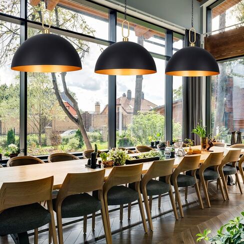 17.7'' Farmhouse Vintage Pendant Lighting Black and Gold Pendant Light Fixtures Large Dome Chandelier for Kitchen Island, Hallway, Dining Room, Bedroom in Kuwait