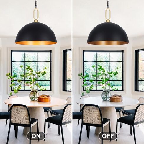 17.7'' Farmhouse Vintage Pendant Lighting Black and Gold Pendant Light Fixtures Large Dome Chandelier for Kitchen Island, Hallway, Dining Room, Bedroom in Kuwait
