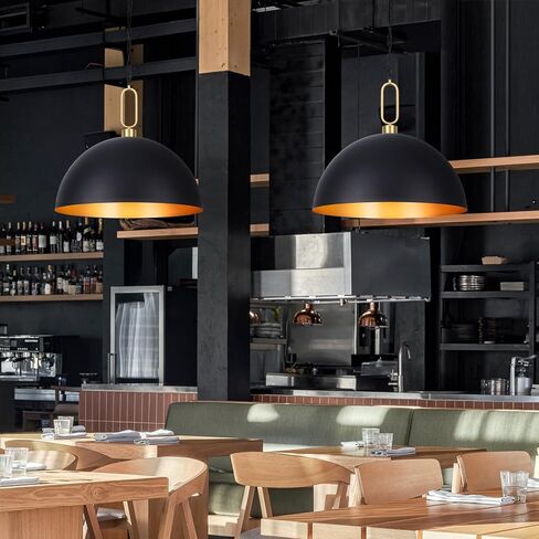 17.7'' Farmhouse Vintage Pendant Lighting Black and Gold Pendant Light Fixtures Large Dome Chandelier for Kitchen Island, Hallway, Dining Room, Bedroom in Kuwait