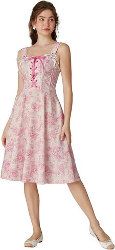 Corset Vintage Dress for Women Victorian Floral Dresses Square Neck Renaissance Dresses Floral Blue M in Saudi Arabia