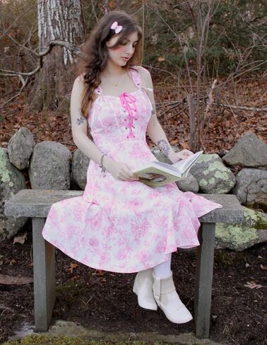 Corset Vintage Dress for Women Victorian Floral Dresses Square Neck Renaissance Dresses Floral Blue M in Saudi Arabia