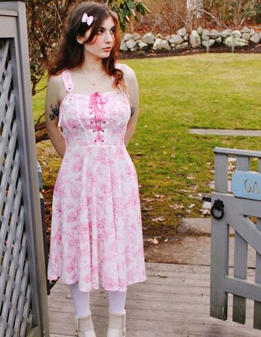 Corset Vintage Dress for Women Victorian Floral Dresses Square Neck Renaissance Dresses Floral Blue M in Saudi Arabia
