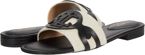 Lauren Ralph Lauren Alegra Natural/Black Two-Tone Canvas/Burnished Calf 9 B (M) in Saudi Arabia