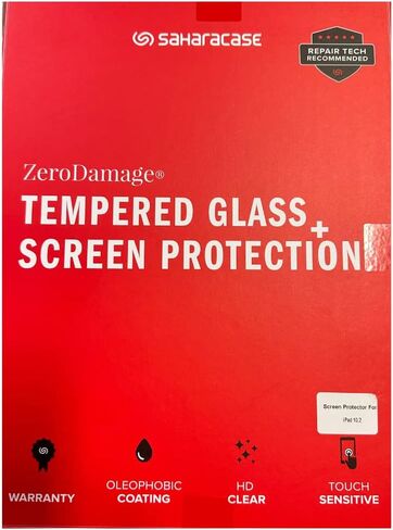 SaharaCase - واقي شاشة من الزجاج المقوى ZeroDamage لجهاز Apple iPad 10.2 بوصة (الجيل السابع والثامن والتاسع 2019-2021) - مضاد للخدش/بصمات الأصابع وتغطية كاملة وخالية من الفقاعات وصلابة 9H - شفاف in Saudi Arabia