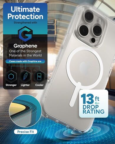حافظة ZAGG Crystal Palace Snap لهاتف iPhone 16 Pro - حماية من السقوط من الدرجة العسكرية بطول 13 قدمًا، متوافقة مع MagSafe، شفافة تمامًا، مضادة للاصفرار، معززة بالجرافين، مصنوعة من مواد معاد تدويرها in Saudi Arabia
