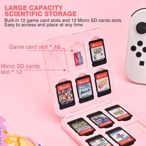 DLseego Game Card Case holder for Switch Lite/Switch/Switch OLED, Switch Game Cartridge Memory Card Portable Storage Box with 12 Game Card Slots and 12 Micro SD Card Slots-Yellow Bear in Saudi Arabia