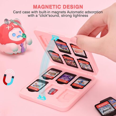 DLseego Game Card Case holder for Switch Lite/Switch/Switch OLED, Switch Game Cartridge Memory Card Portable Storage Box with 12 Game Card Slots and 12 Micro SD Card Slots-Yellow Bear in Saudi Arabia