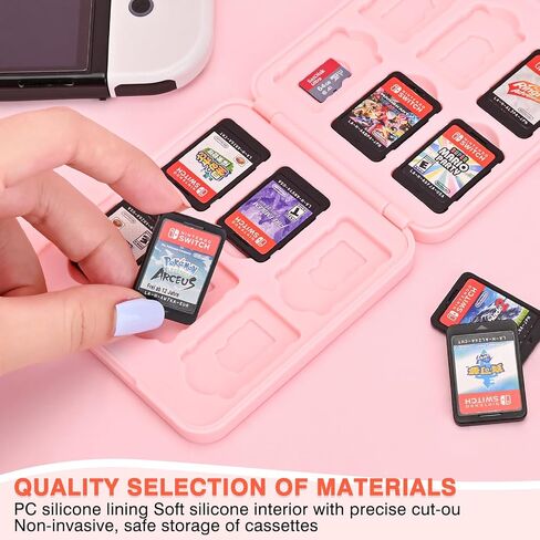 DLseego Game Card Case holder for Switch Lite/Switch/Switch OLED, Switch Game Cartridge Memory Card Portable Storage Box with 12 Game Card Slots and 12 Micro SD Card Slots-Yellow Bear in Saudi Arabia