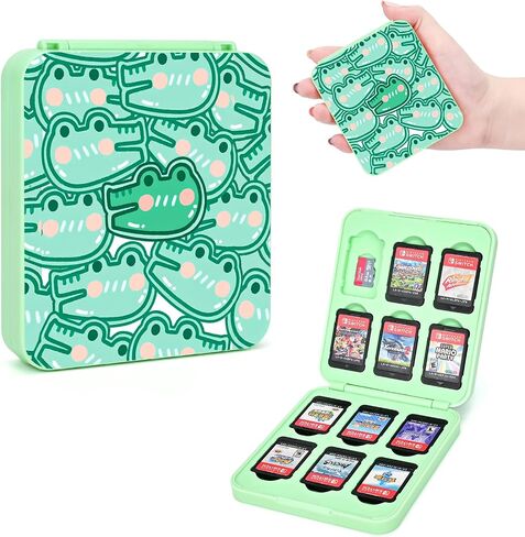 DLseego Game Card Case holder for Switch Lite/Switch/Switch OLED, Switch Game Cartridge Memory Card Portable Storage Box with 12 Game Card Slots and 12 Micro SD Card Slots-Yellow Bear in Saudi Arabia