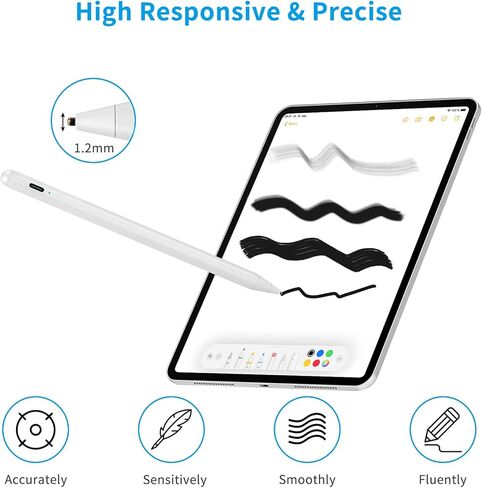 قلم شاشة لهاتف iPhone X/11/12/13/14/15 Pro MaxPen، قلم رصاص رفيع 1.5 مم عالمي متوافق مع iPhone/Device Pro/Samsung/Surface والمزيد من شاشات اللمس قلم لمس نشط أسود in Saudi Arabia