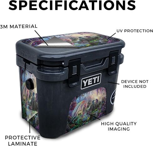 Carbon Fiber Skin Compatible with Yeti Roadie 15 Hard Cooler - Dragon Paradise - Premium 3M Vinyl Protective Wrap Decal Cover - Easy to Apply | Crafted in The USA by MightySkins in Kuwait