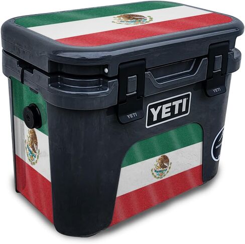 Glossy Glitter Skin Compatible with Yeti Roadie 15 Hard Cooler - Mexican Flag - Premium 3M Vinyl Protective Wrap Decal Cover - Easy to Apply | Crafted in The USA by MightySkins in Kuwait