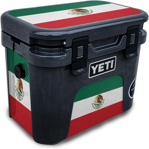 Glossy Glitter Skin Compatible with Yeti Roadie 15 Hard Cooler - Mexican Flag - Premium 3M Vinyl Protective Wrap Decal Cover - Easy to Apply | Crafted in The USA by MightySkins in Kuwait