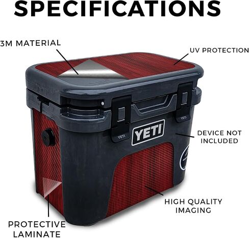 Carbon Fiber Skin Compatible with Yeti Roadie 15 Hard Cooler - Cherry Grain - Premium 3M Vinyl Protective Wrap Decal Cover - Easy to Apply | Crafted in The USA by MightySkins in Saudi Arabia