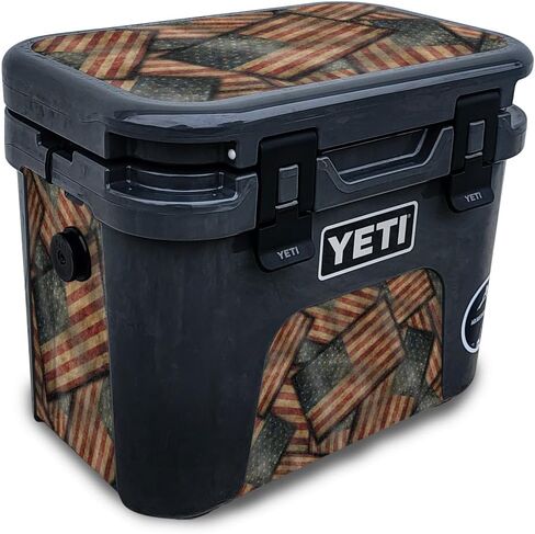 Glossy Glitter Skin Compatible with Yeti Roadie 15 Hard Cooler - Vintage American - Premium 3M Vinyl Protective Wrap Decal Cover - Easy to Apply | Crafted in The USA by MightySkins in Saudi Arabia