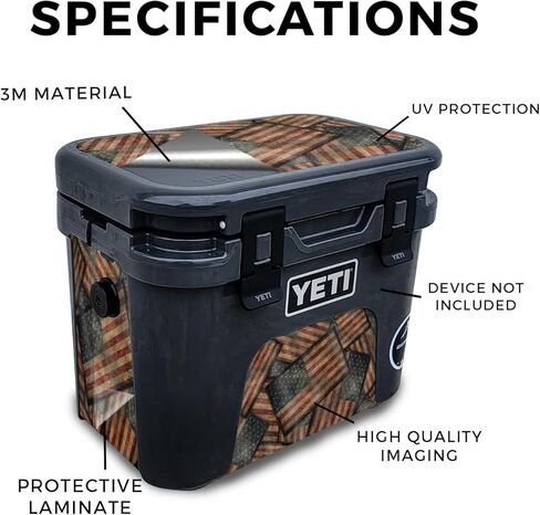 Glossy Glitter Skin Compatible with Yeti Roadie 15 Hard Cooler - Vintage American - Premium 3M Vinyl Protective Wrap Decal Cover - Easy to Apply | Crafted in The USA by MightySkins in Saudi Arabia