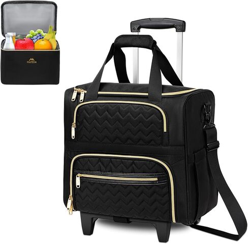 حقيبة كمبيوتر محمول دوارة للنساء من MATEIN، حقيبة دوارة مقاس 15.6 بوصة بعجلات وعربة قابلة للفصل، حقيبة كمبيوتر دوارة للمعلم مع صندوق غداء مبرد معزول لمكتب عمل الممرضة، أسود in Kuwait