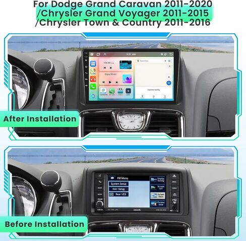 [6+128G] Carplay Stereo for Dodge Grand Caravan 2011-2020/Chrysler Grand Voyager 2011-2015/Chrysler Town & Country 2011-2016 with Android Auto, 9 Inch Touchscreen Radio with GPS WiFi DSP FM RDS in Saudi Arabia