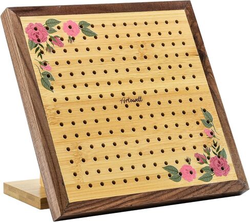 Crochet Blocking Board -Crochet Gift for Granny Square Lovers-Bamboo Blocking Board for Knitting Crochet, Full Kit with 24 Stainless Steel Rod Pins (13 inches-Classic Patterns) in Saudi Arabia