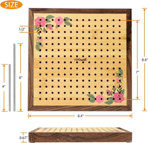 Crochet Blocking Board -Crochet Gift for Granny Square Lovers-Bamboo Blocking Board for Knitting Crochet, Full Kit with 24 Stainless Steel Rod Pins (13 inches-Classic Patterns) in Saudi Arabia