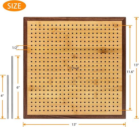 Crochet Blocking Board -Crochet Gift for Granny Square Lovers-Bamboo Blocking Board for Knitting Crochet, Full Kit with 24 Stainless Steel Rod Pins (13 inches-Classic Patterns) in Saudi Arabia