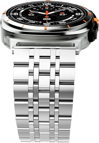 أساور من الفولاذ المقاوم للصدأ متوافقة مع ساعة سامسونج جالاكسي الترا 47 ملم (2024)، سوار معصم كلاسيكي بديل معدني بدون فجوة للرجال، فضي in Kuwait