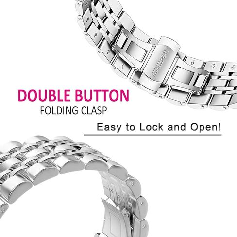 أساور من الفولاذ المقاوم للصدأ متوافقة مع ساعة سامسونج جالاكسي الترا 47 ملم (2024)، سوار معصم كلاسيكي بديل معدني بدون فجوة للرجال، فضي in Kuwait