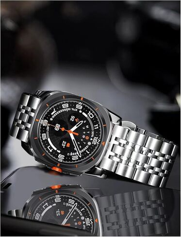 أساور من الفولاذ المقاوم للصدأ متوافقة مع ساعة سامسونج جالاكسي الترا 47 ملم (2024)، سوار معصم كلاسيكي بديل معدني بدون فجوة للرجال، فضي in Kuwait