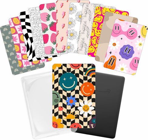 E-reader Cardstock Paper Inserts for Clear Case | 12 pk 4.88 x 6.73" inches Paper White 11th Generation 6.8" Screen Compatible Put Behind Case Colorful Floral Designs Change Out in Saudi Arabia
