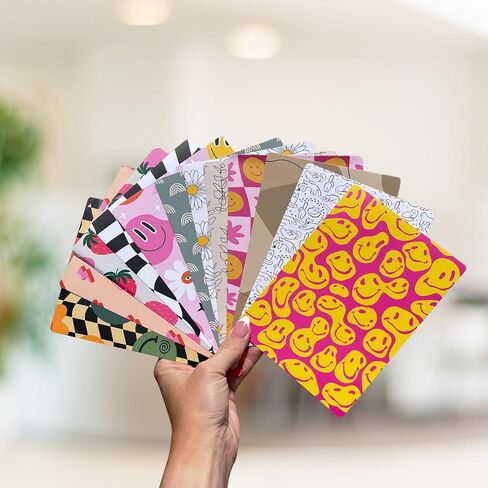E-reader Cardstock Paper Inserts for Clear Case | 12 pk 4.88 x 6.73" inches Paper White 11th Generation 6.8" Screen Compatible Put Behind Case Colorful Floral Designs Change Out in Saudi Arabia